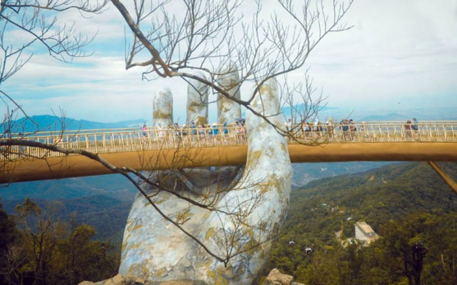 cay cau vang tren dinh nui ba na hill